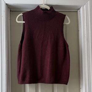 LOFT Rich Burgundy Sleeveless Turtleneck Sweater